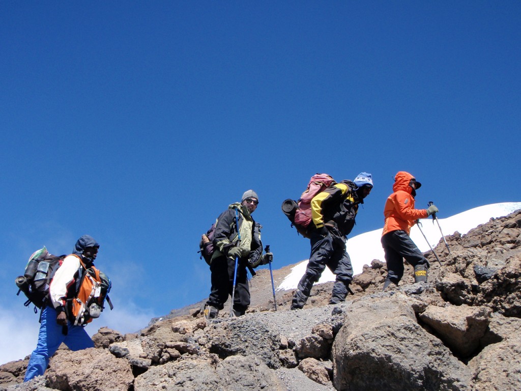 Thomas and Yuki - about 1,000 feet from Uhuru Peak, the summit of Kilimanjaro