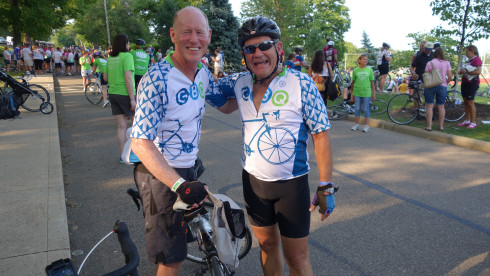 With my friend Wade Kosich at the 2014 Pelotonia finish line.