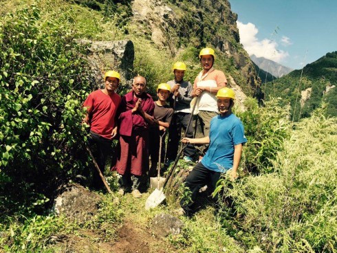 The monk in the picture, he likely performed a small puja ceremony to bless our work