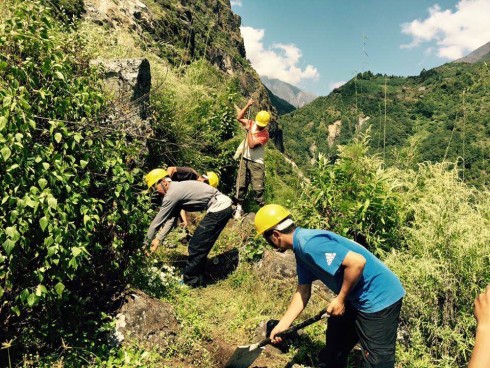 Work has started to rebuild the trail to Nakchung  - the first of our projects in the remote Himalaya.