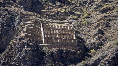 The Face of Wiracocha and the Storehouses above the Town of Ollantaytambo