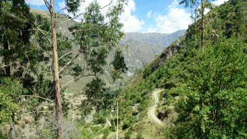 We drove up the narrow road to the Pumamarca campsite