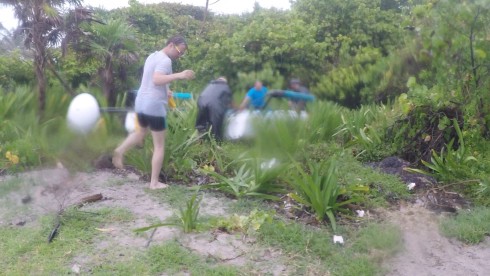 We moved the Hobie to higher ground in a driving rain and wind storm.